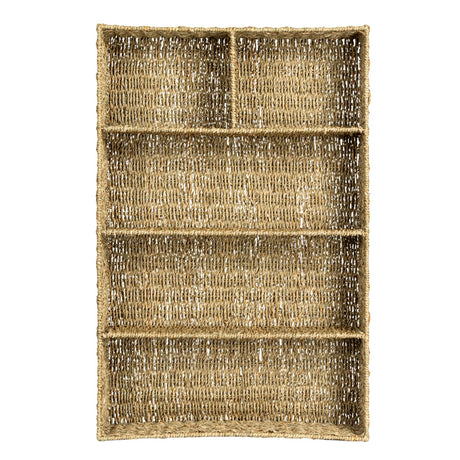 Natural hand-woven seagrass basket with five sections for storage and organization.