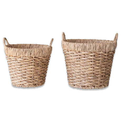 Hand-woven water hyacinth basket with handles