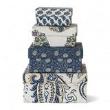 handmade recycled paper nested boxes with blue