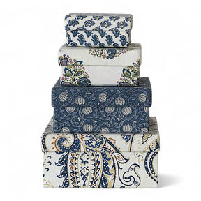 handmade recycled paper nested boxes with blue
