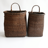 Handwoven rattan door basket for seasonal wreath alternatives and front door floral displays