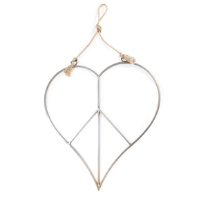 metal heart peace sign wall decor farmhouse jute rope hanging heart large peace symbol home accent