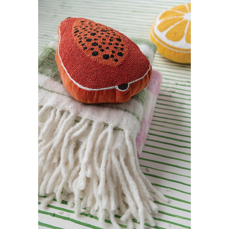 Beaded Papaya Accent Pillow