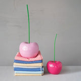 Pink Resin Cherry Accent with Green Stem
