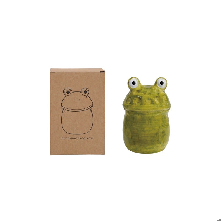 Hand-Painted Ceramic Frog Vase
