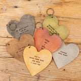 Leather Heart Keychain with Quote