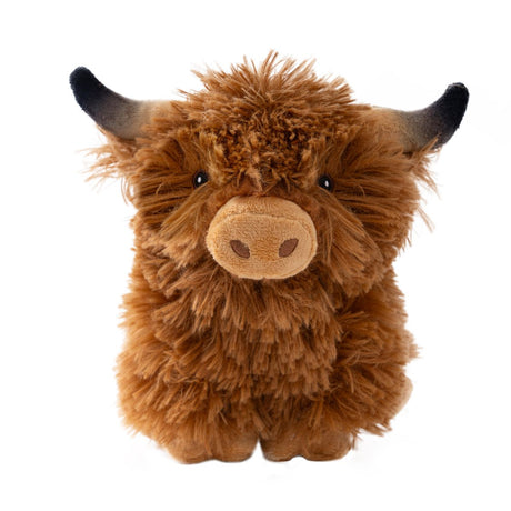 highland cow plush dog toy with squeaker for medium and large dogs