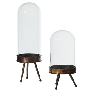 glass cloche with metal stand by Accent Decor
