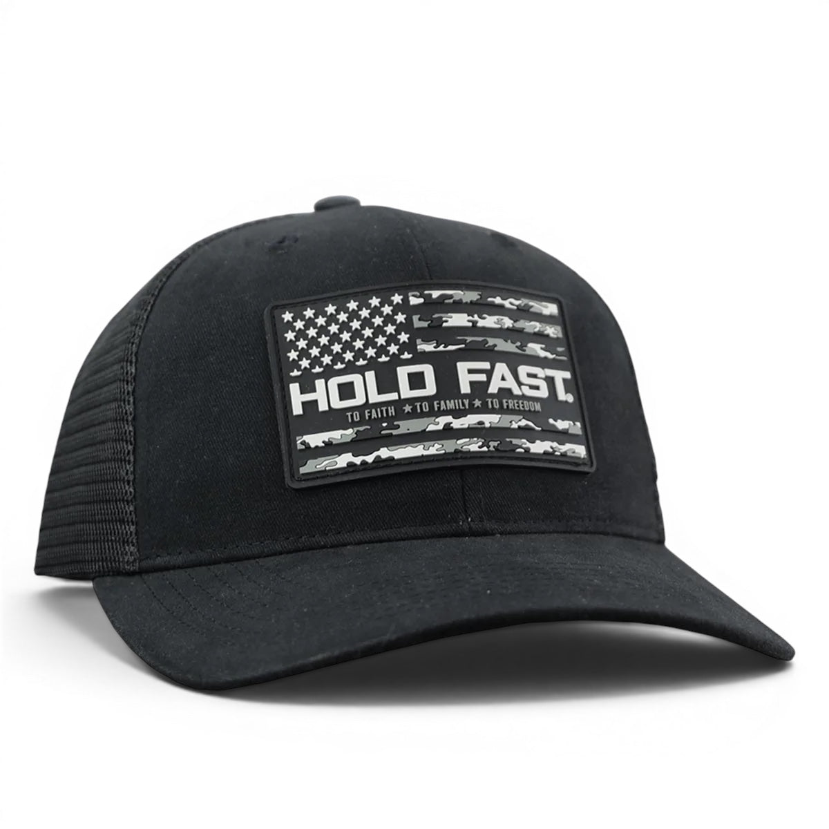 black camo flag trucker hat snapback Hold Fast cap for men