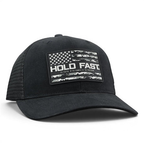 black camo flag trucker hat snapback Hold Fast cap for men