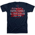 faith family freedom patriotic t shirt 1776 navy graphic tee
