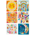 Colorful ceramic fridge magnets with uplifting messages and whimsical illustrations
