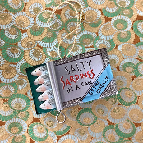 Salty Sardines Glass Ornament