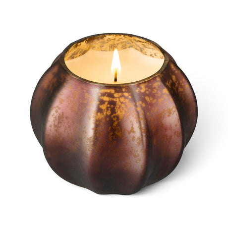 ILLUME Midnight Pumpkin candle in a bronze mercury glass pumpkin vessel with pumpkin spice, birchwood, and maple cinnamon fragrance