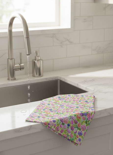 Spring Clovers Geometry Tea Towel