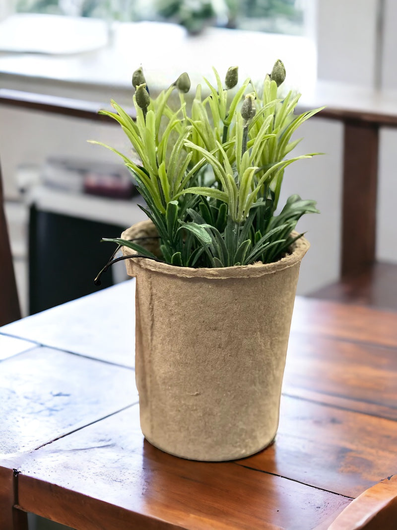 Faux Herbs in Paper Pots