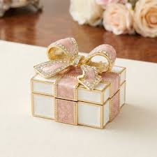 Pink & Gold Gift Shaped Trinket Box