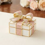 Pink & Gold Gift Shaped Trinket Box