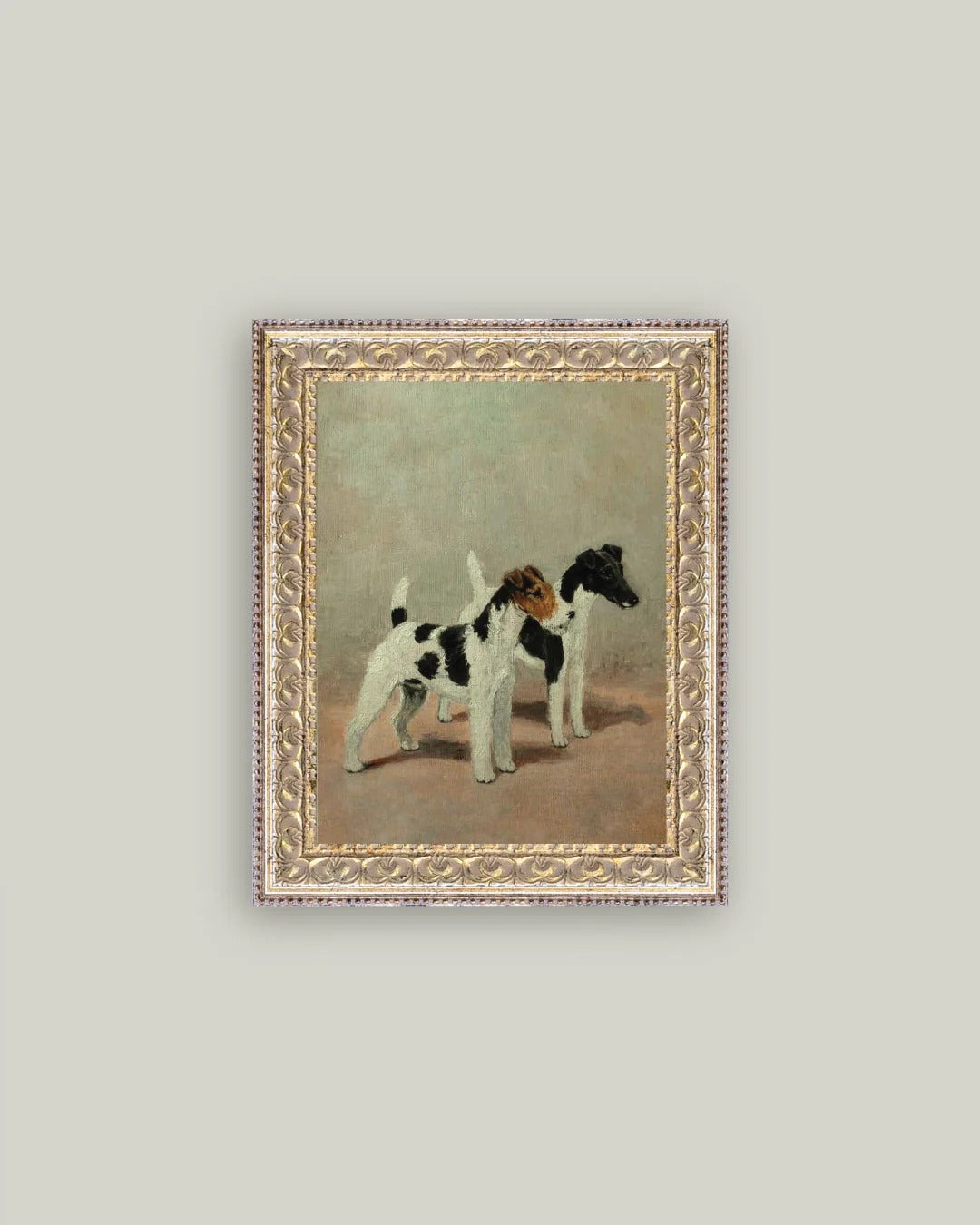 Framed Two Fox Terrier Dogs Artwork
