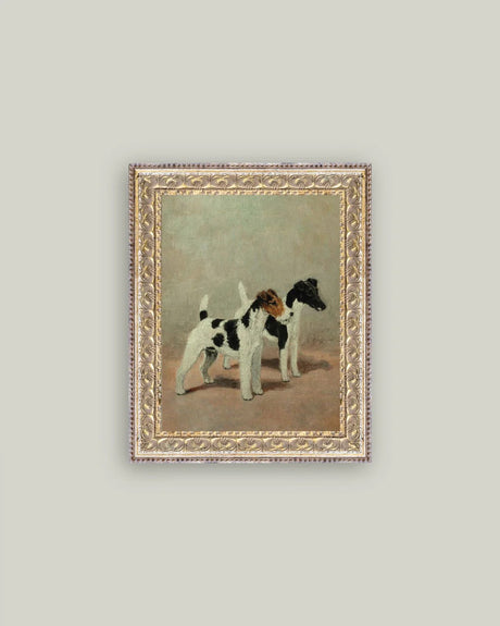 Framed Two Fox Terrier Dogs Artwork