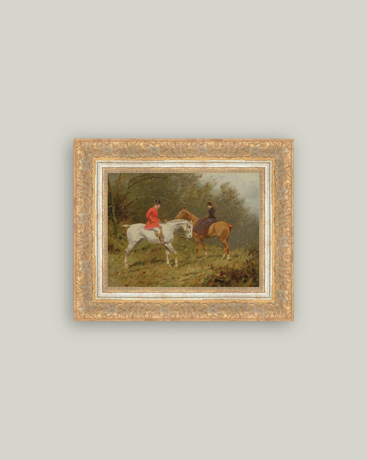 Framed Equestrian Horse Riding Scene Wall Art