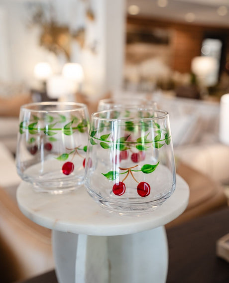 Hand-Painted Cherry Drinking Glass