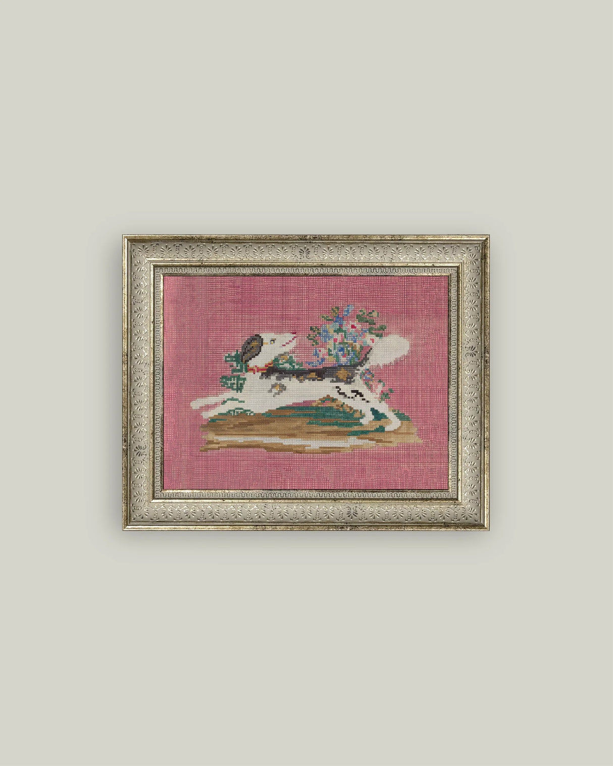 Embroidered Style Dog Wall Art