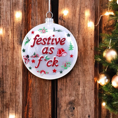 Festive As F**k Glass Ornament