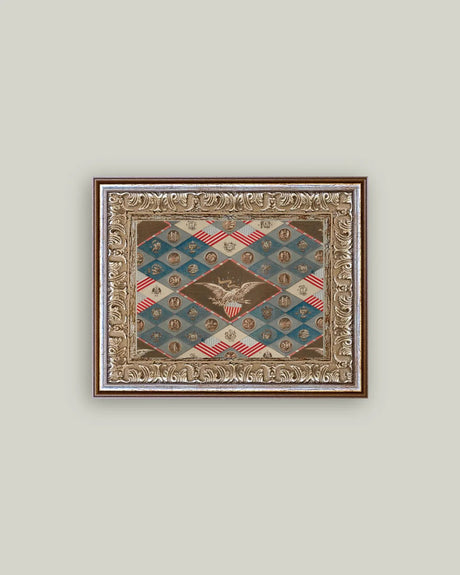 Framed Textile State Emblems Americana Wall Art