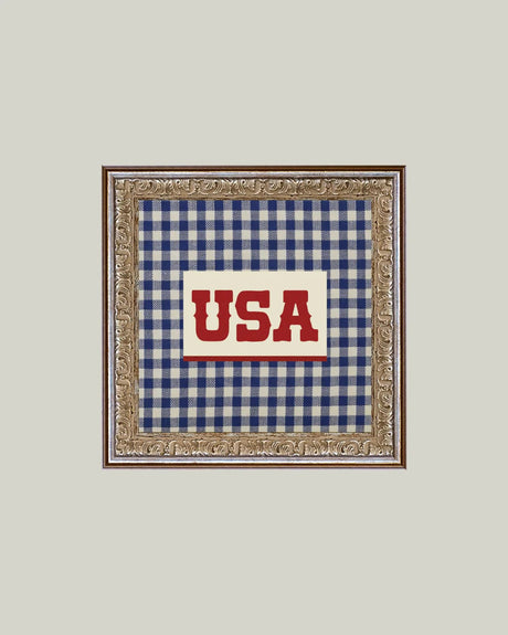 Framed Gingham USA Wall Art