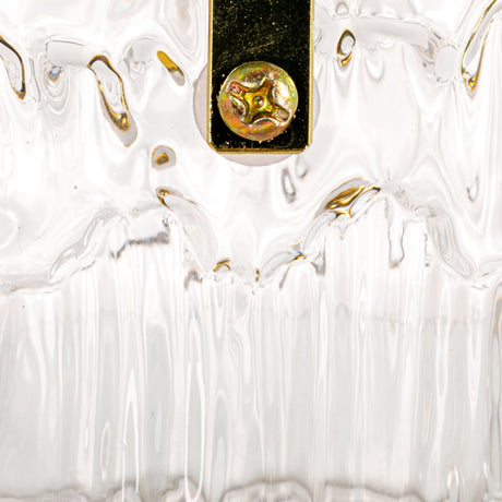 Textured Glass Ice Bucket with Gold Handle & Tongs