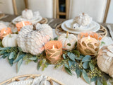 White Scalloped Wood Chip Pumpkin