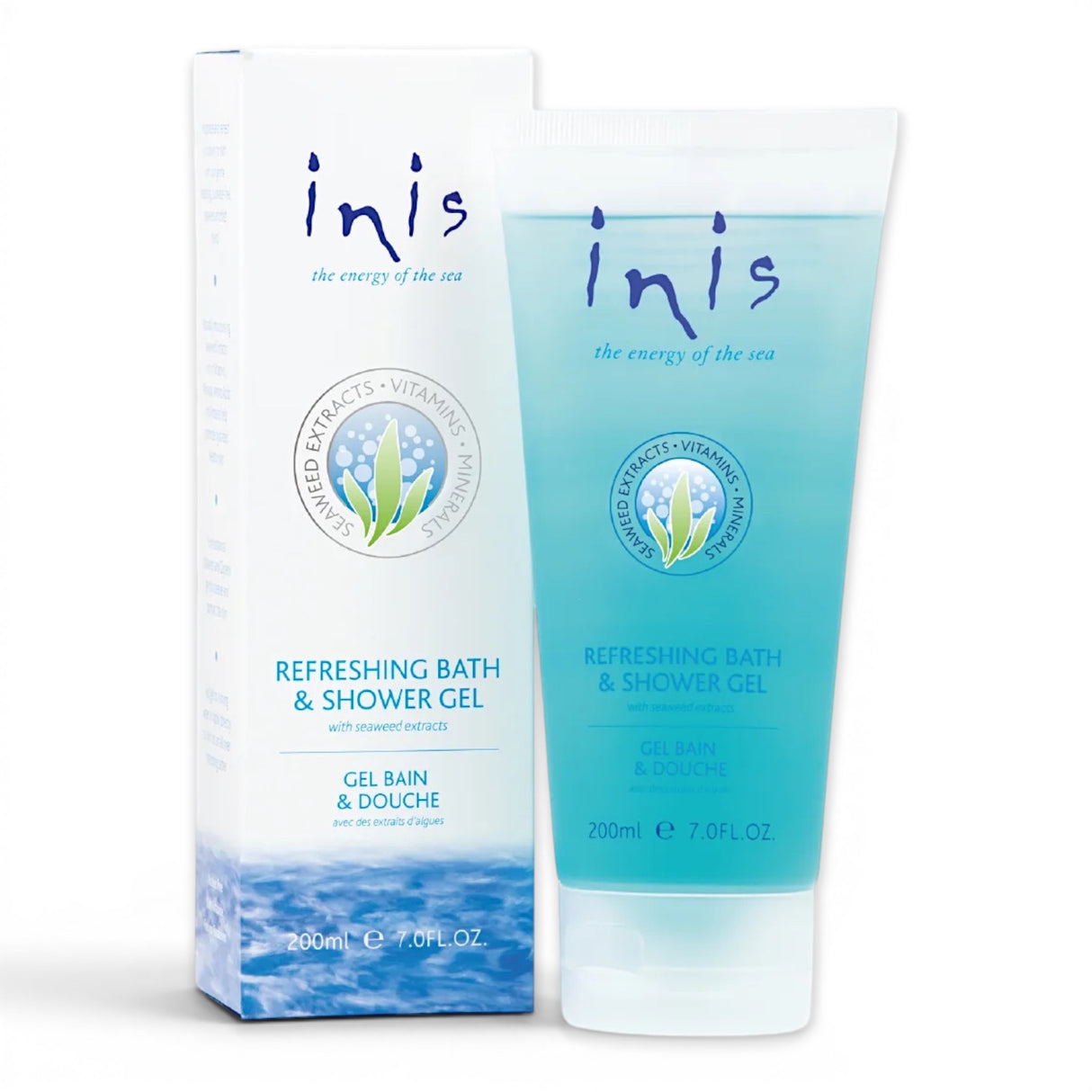 Inis the Energy of the Sea refreshing bath and shower gel with seaweed extracts, sea minerals, glycerin, and ocean fresh fragrance