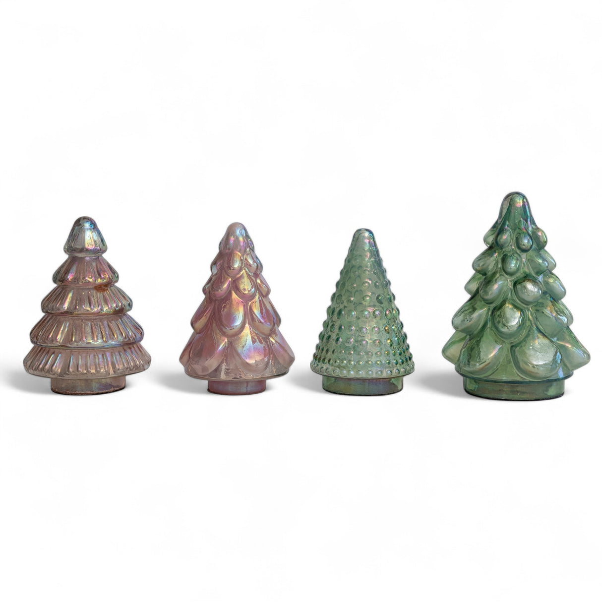 Embossed mercury glass Christmas tree with iridescent finish