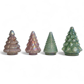 Embossed mercury glass Christmas tree with iridescent finish