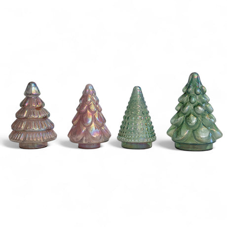 Embossed mercury glass Christmas tree with iridescent finish