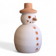 Handcrafted ivory and terracotta snowman luminary 11 inches tall made in Honduras