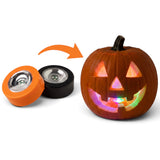 Set of two orange and black Jack-O-Lantern color changing LED lights with automatic timer