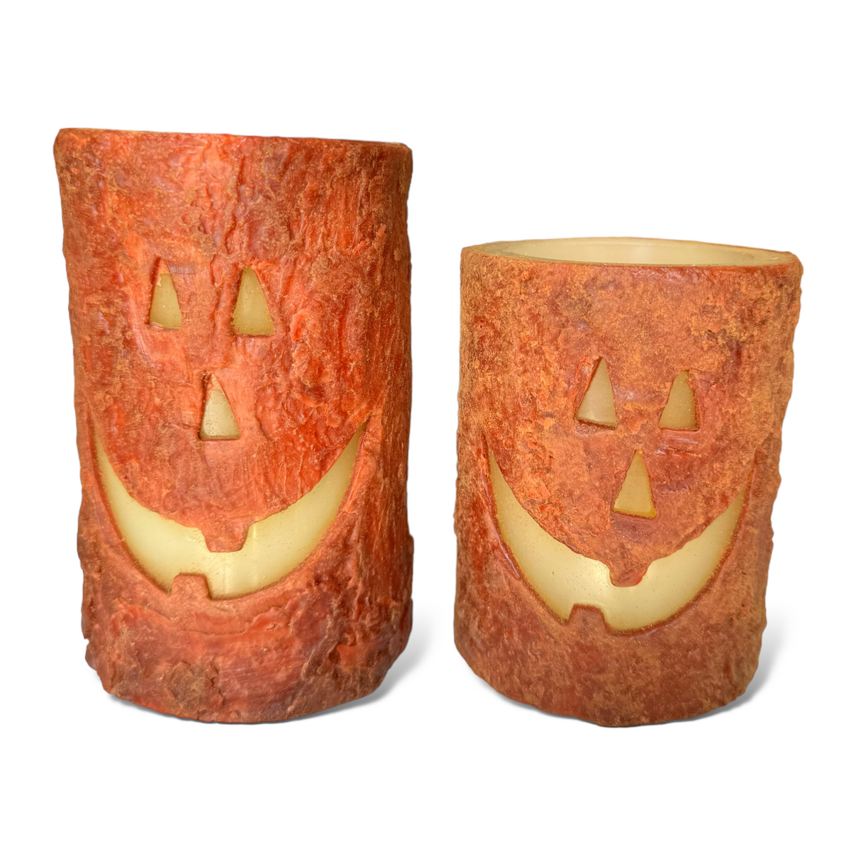 Orange Jack O'Lantern Flameless LED Wax Pillar Candles