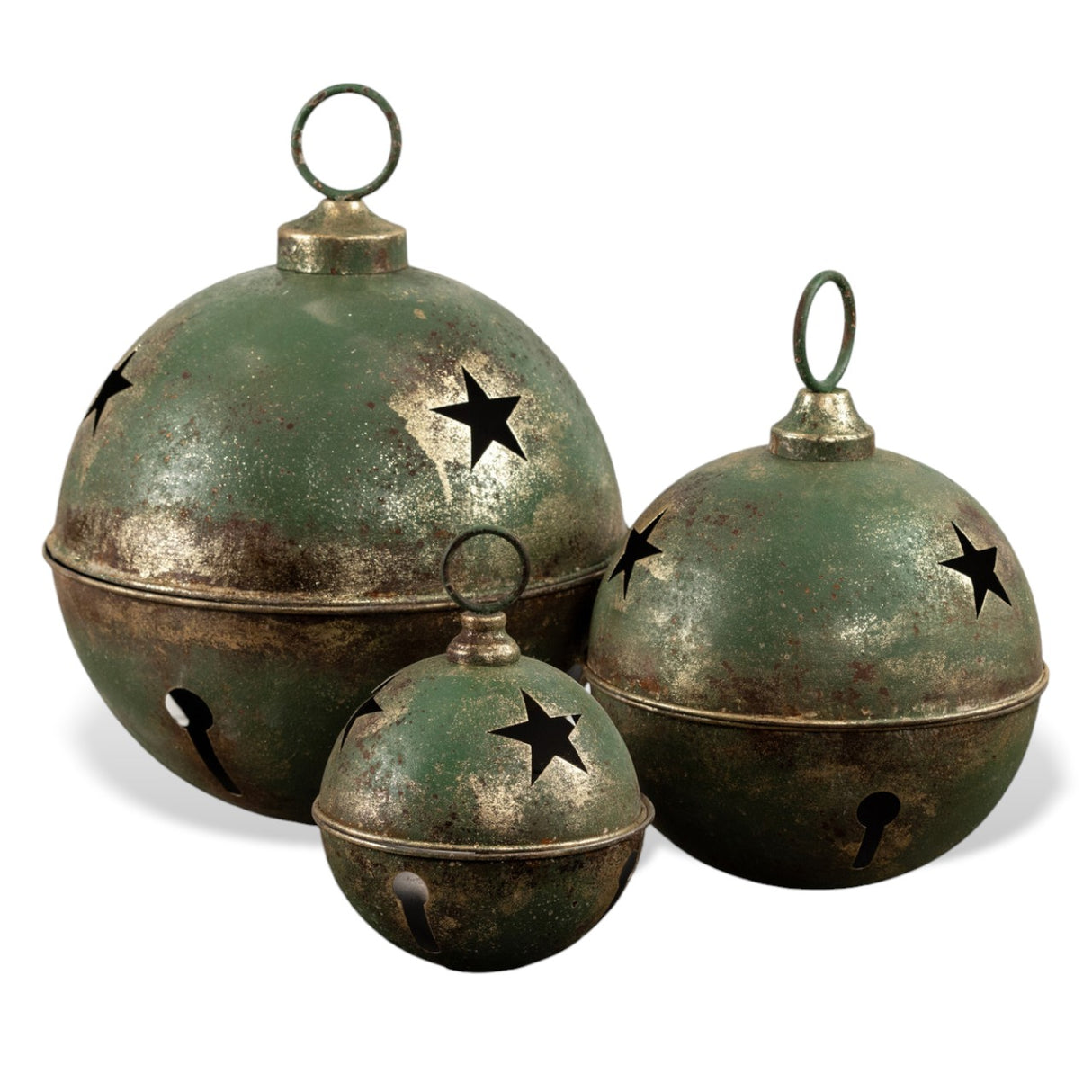 distressed rustic green large jingle sleigh bell