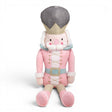 36-inch large pink nutcracker plush with gold crown, faux fur beard, and pastel Christmas uniform