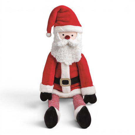 42-inch large Santa Claus plush with striped legs, soft white beard, and classic red Christmas suit