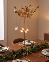 Gold Oak Leaf Candelabra with Hanging Tealight Holders
