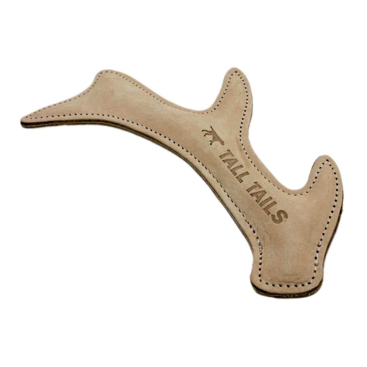 11 inch leather antler dog toy made from buffalo hide for medium and large dogs fetch and tug