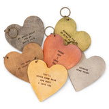 leather heart keychains with stamped inspirational and love quotes by Sugarboo