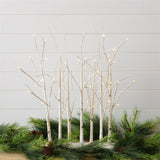 LED birch tree forest tabletop décor with warm lights and white branches, perfect for seasonal or year-round