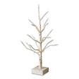 LED lighted birch tree with warm white lights, natural birch finish, and battery-operated timer.
