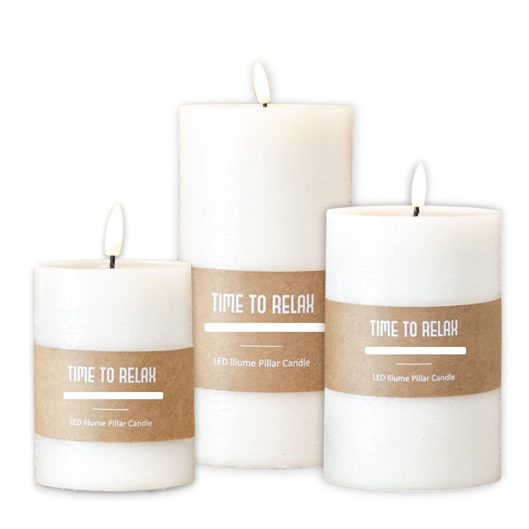 realistic flameless LED pillar candle ivory decorative candle available in multiple sizes