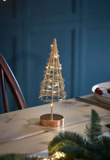 9.4-inch LED wire Christmas tree ornament with warm white lights and timer