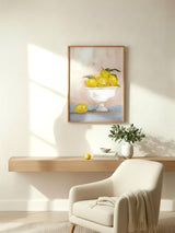 bowl of lemons framed wall artwork